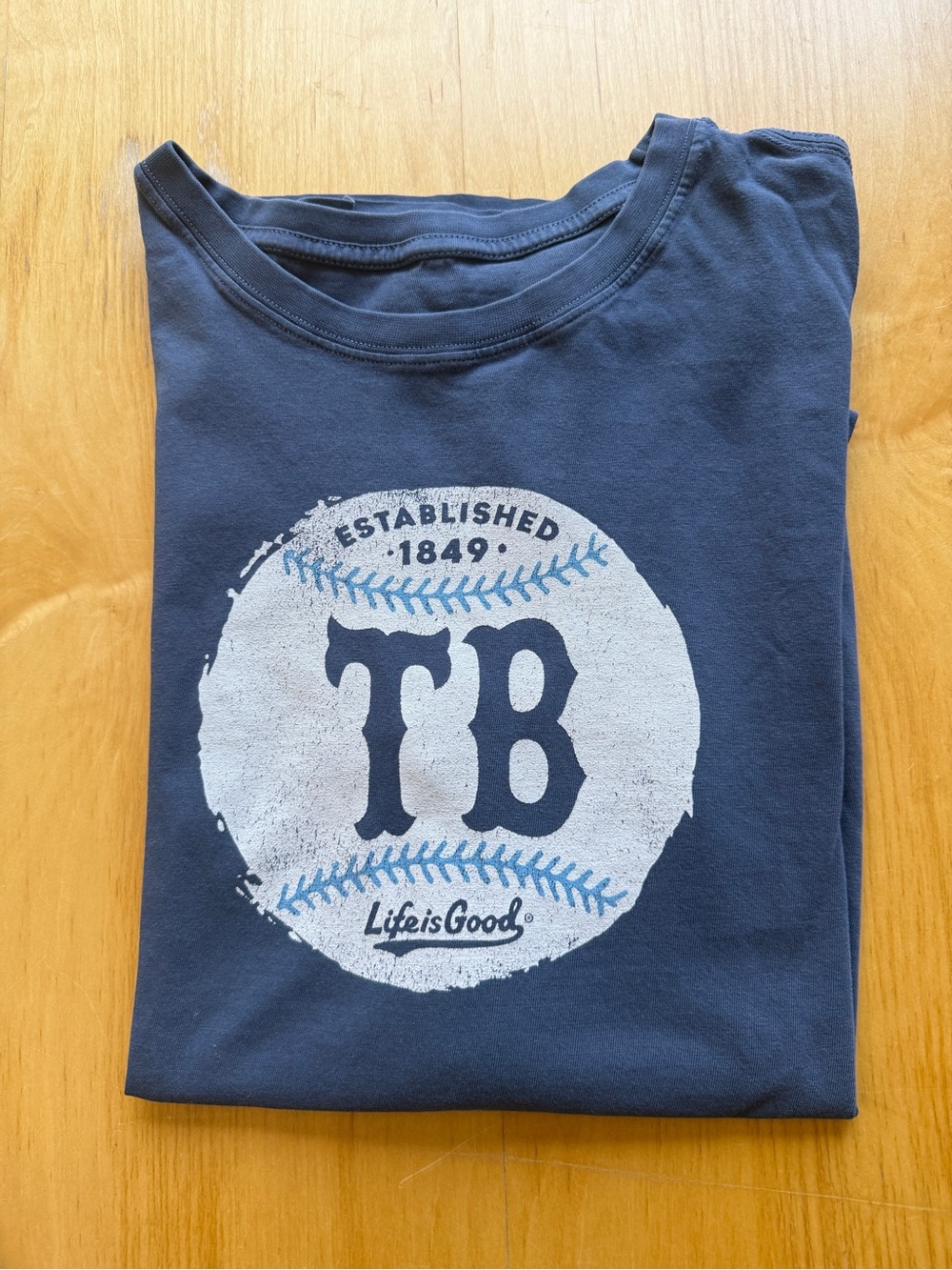 Life is Good Men’s XL Tampa Bay TB Baseball Graphic Tee Blue